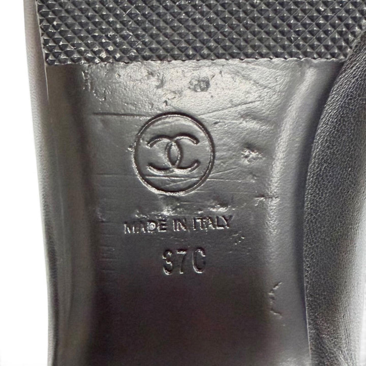 Great CHANEL pumps COCO Mark Matelassé Eco Pearl Flat black leather 37 G32832