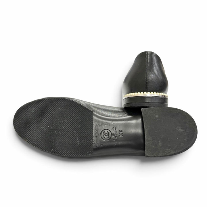 Great CHANEL pumps COCO Mark Matelassé Eco Pearl Flat black leather 37 G32832