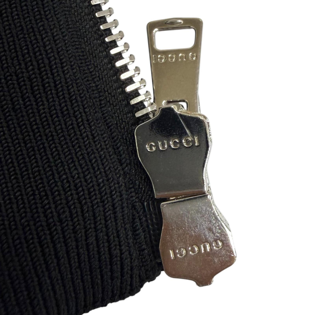 Pristine GUCCI hoodie GG Canvas Panel Zip Jacket black Rayon mens L 825340