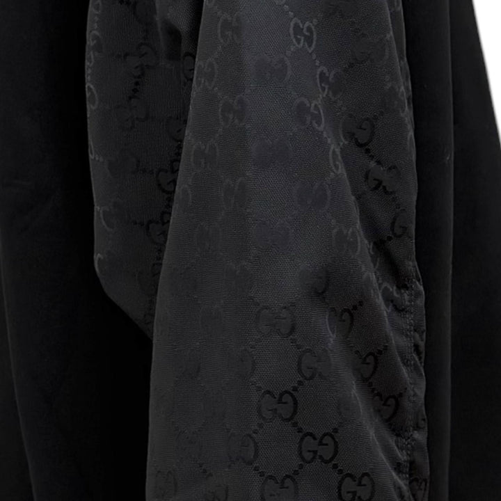 Pristine GUCCI hoodie GG Canvas Panel Zip Jacket black Rayon mens L 825340