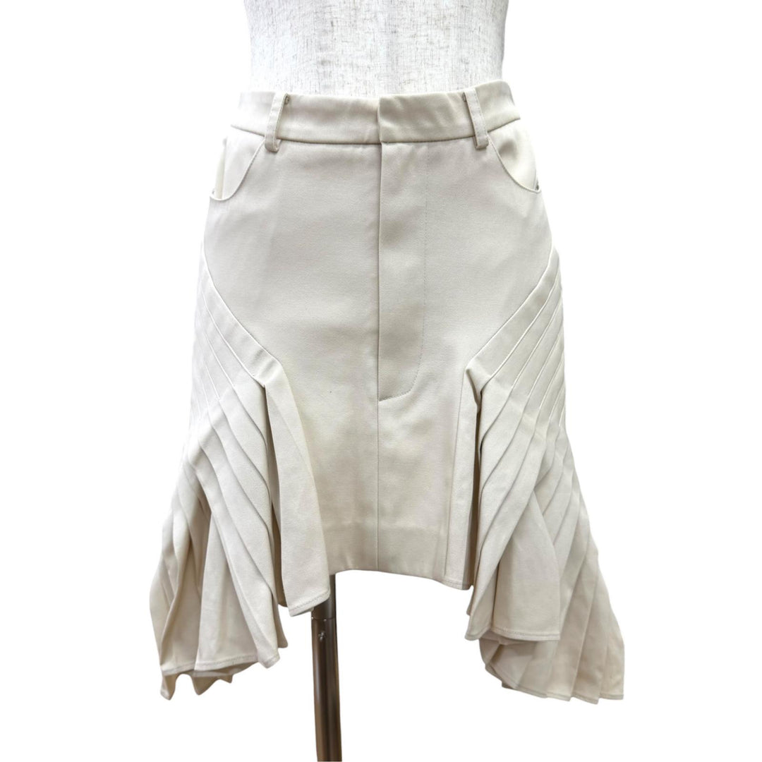 Pristine BONBOM skirt Pleated design mini beige cotton Women M BPT24-SKIRT7