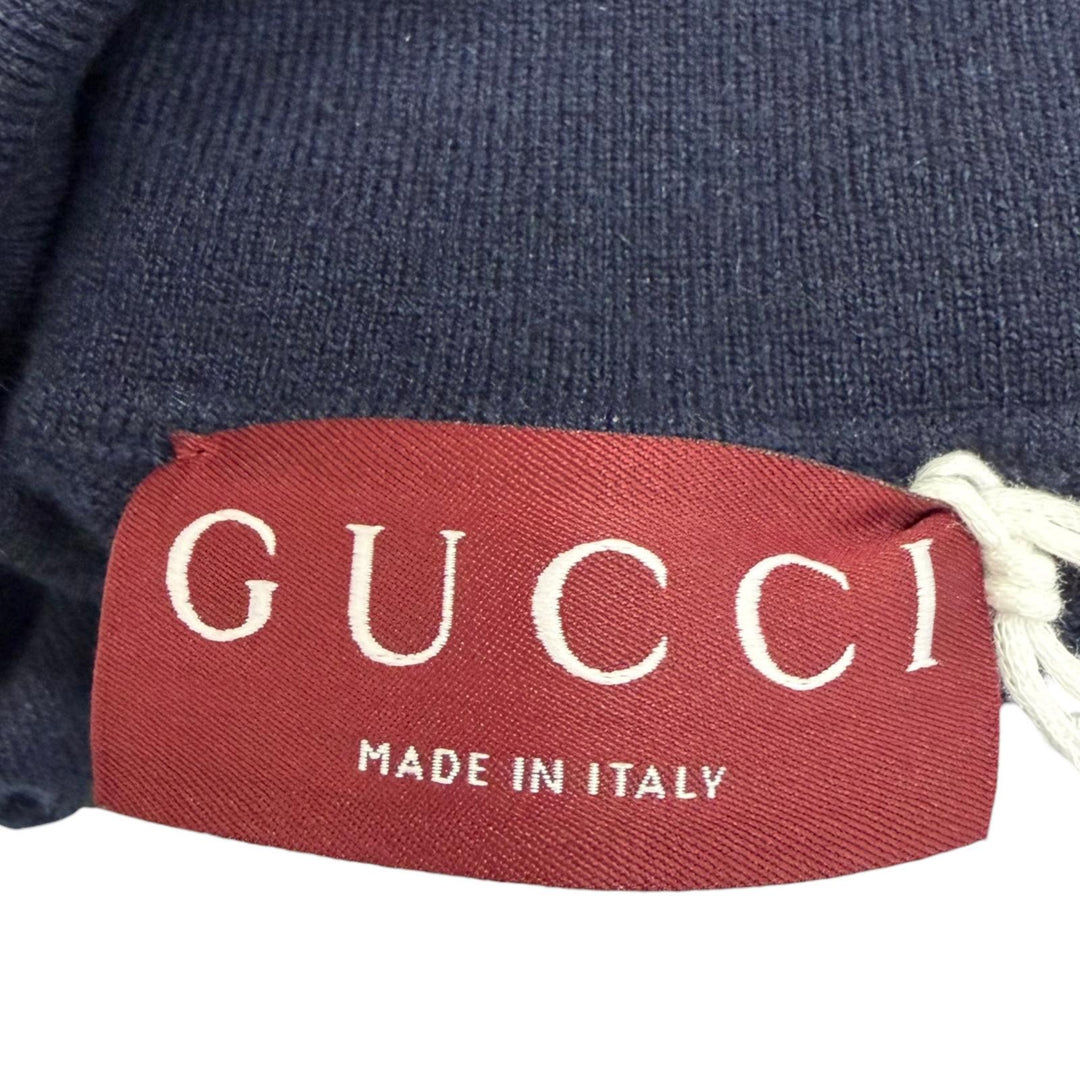 Pristine GUCCI sweater Web stripe turtleneck, lightweight Navy cashmere