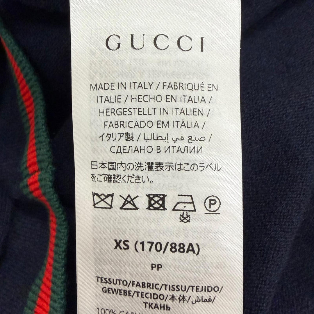Pristine GUCCI sweater Web stripe turtleneck, lightweight Navy cashmere