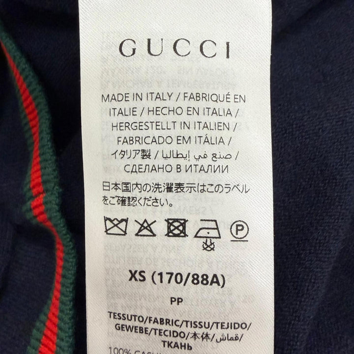 Pristine GUCCI sweater Web stripe turtleneck, lightweight Navy cashmere