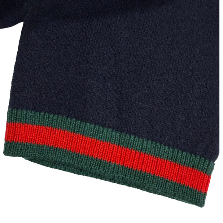 Pristine GUCCI sweater Web stripe turtleneck, lightweight Navy cashmere