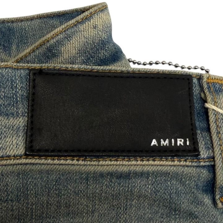 Pristine AMIRI Denim pants ARTPATCH JEAN Patchwork Logo Leather Patch