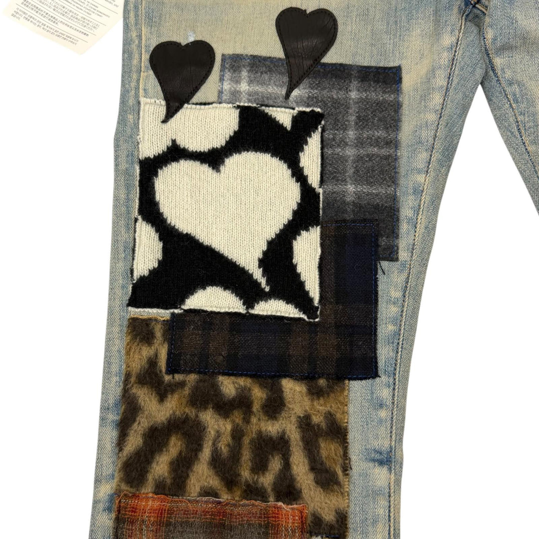 Pristine AMIRI Denim pants ARTPATCH JEAN Patchwork Logo Leather Patch