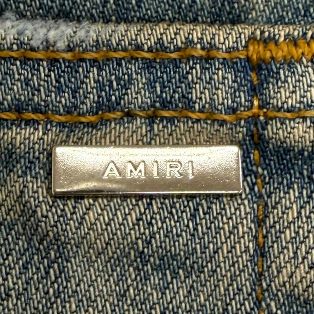 Pristine AMIRI Denim pants ARTPATCH JEAN Patchwork Logo Leather Patch