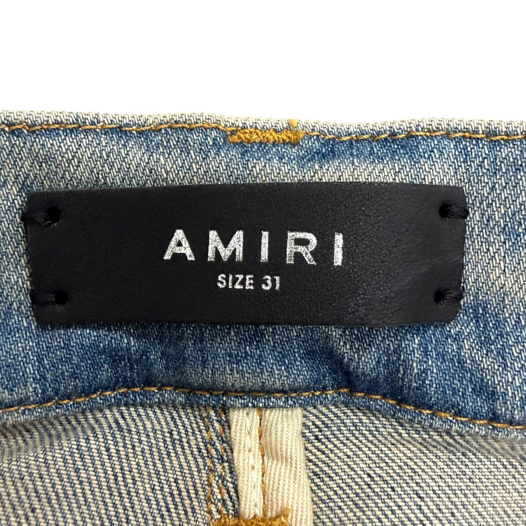 Pristine AMIRI Denim pants ARTPATCH JEAN Patchwork Logo Leather Patch