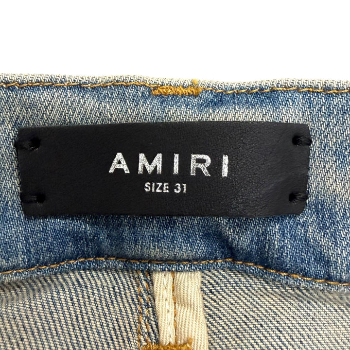 Pristine AMIRI Denim pants ARTPATCH JEAN Patchwork Logo Leather Patch