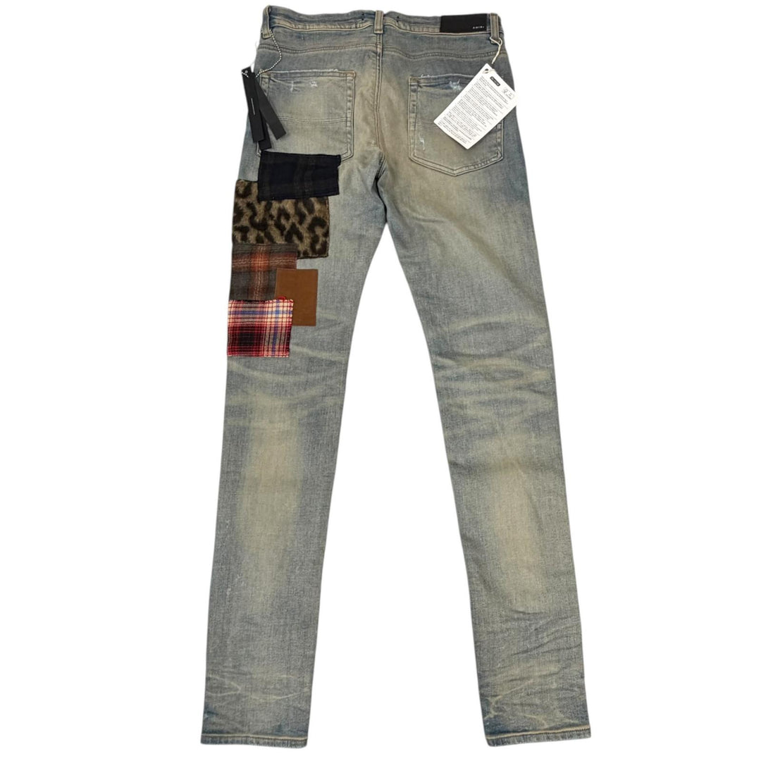 Pristine AMIRI Denim pants ARTPATCH JEAN Patchwork Logo Leather Patch