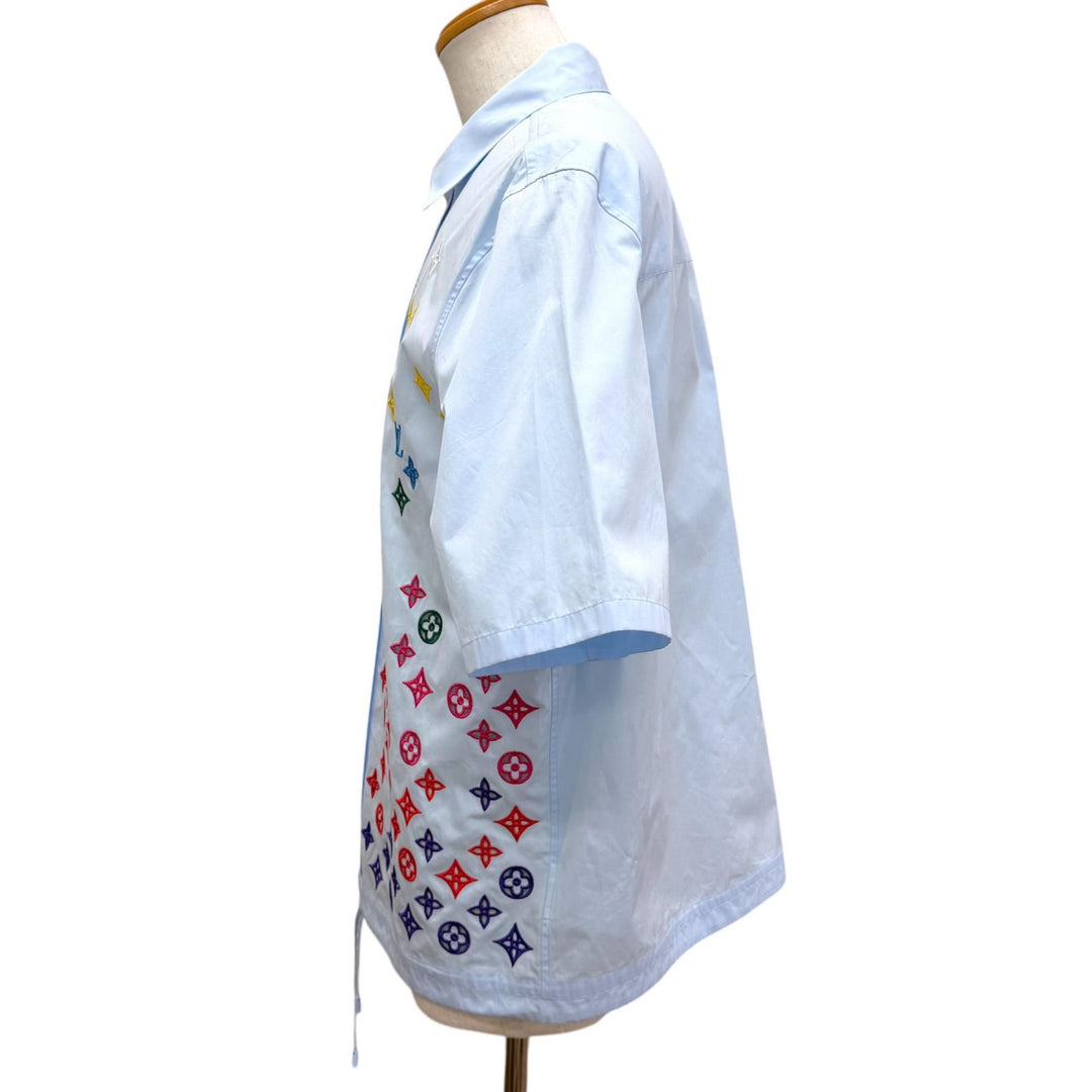 Excellent LOUIS VUITTON Short sleeve shirt Monogram Flower Embroidery