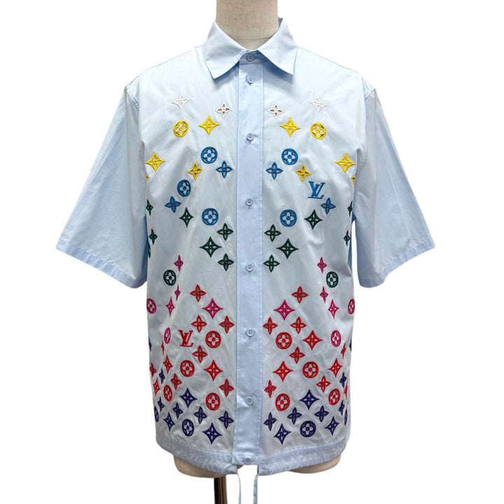 Excellent LOUIS VUITTON Short sleeve shirt Monogram Flower Embroidery