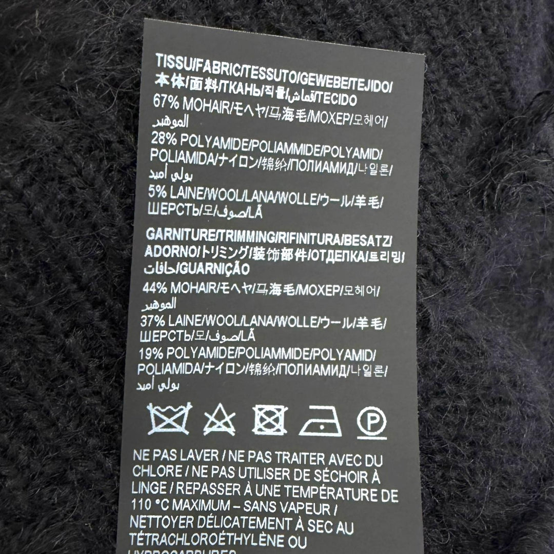 Excellent SAINT LAURENT PARIS PLAY BOY sweater black mohair mens L 713263