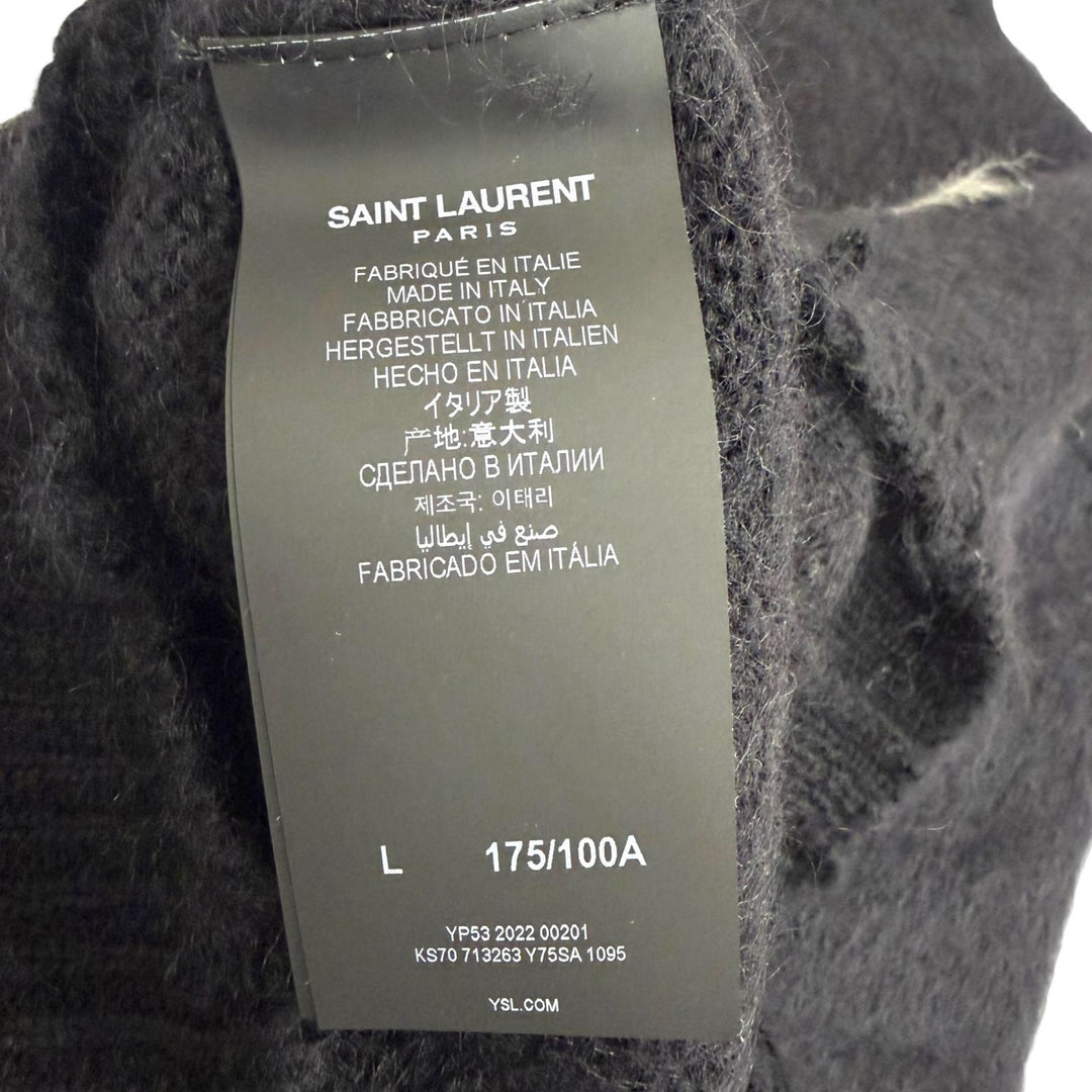 Excellent SAINT LAURENT PARIS PLAY BOY sweater black mohair mens L 713263