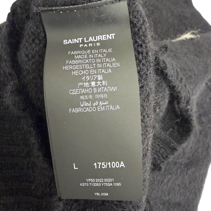 Excellent SAINT LAURENT PARIS PLAY BOY sweater black mohair mens L 713263