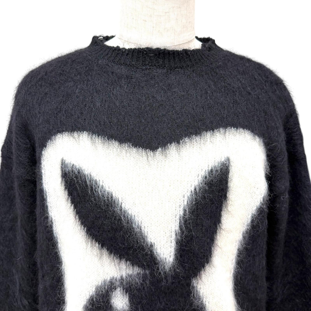 Excellent SAINT LAURENT PARIS PLAY BOY sweater black mohair mens L 713263