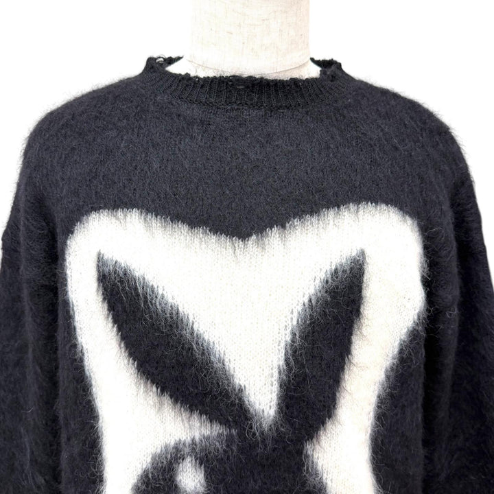 Excellent SAINT LAURENT PARIS PLAY BOY sweater black mohair mens L 713263
