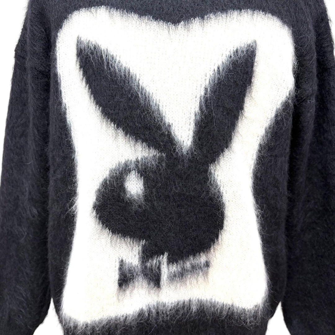 Excellent SAINT LAURENT PARIS PLAY BOY sweater black mohair mens L 713263