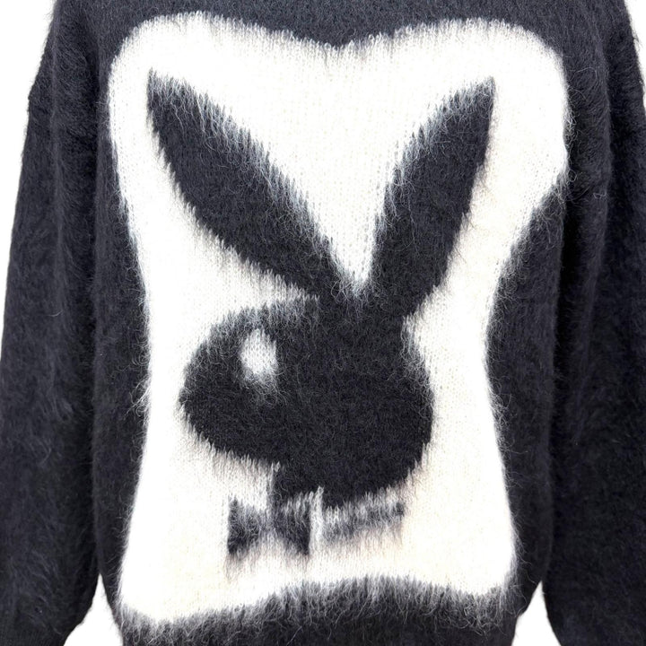 Excellent SAINT LAURENT PARIS PLAY BOY sweater black mohair mens L 713263