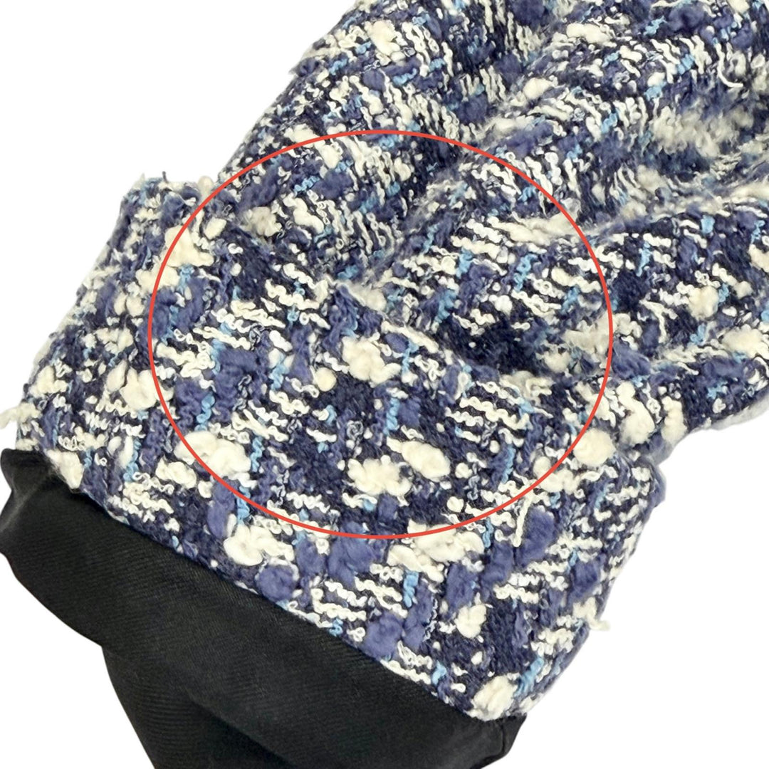 Great LOUIS VUITTON collarless jacket shadow monogram tweed Blue 34 F5JA09B7S