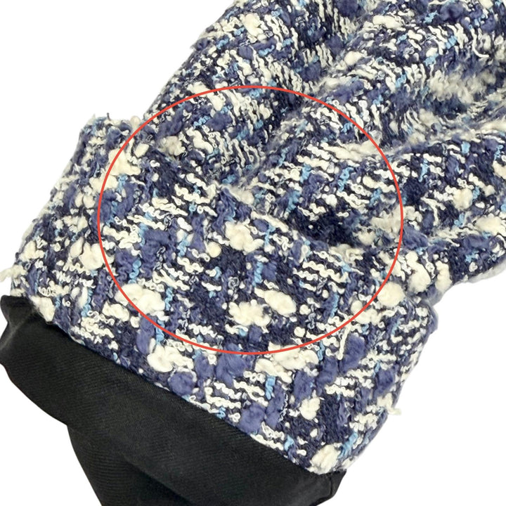 Great LOUIS VUITTON collarless jacket shadow monogram tweed Blue 34 F5JA09B7S