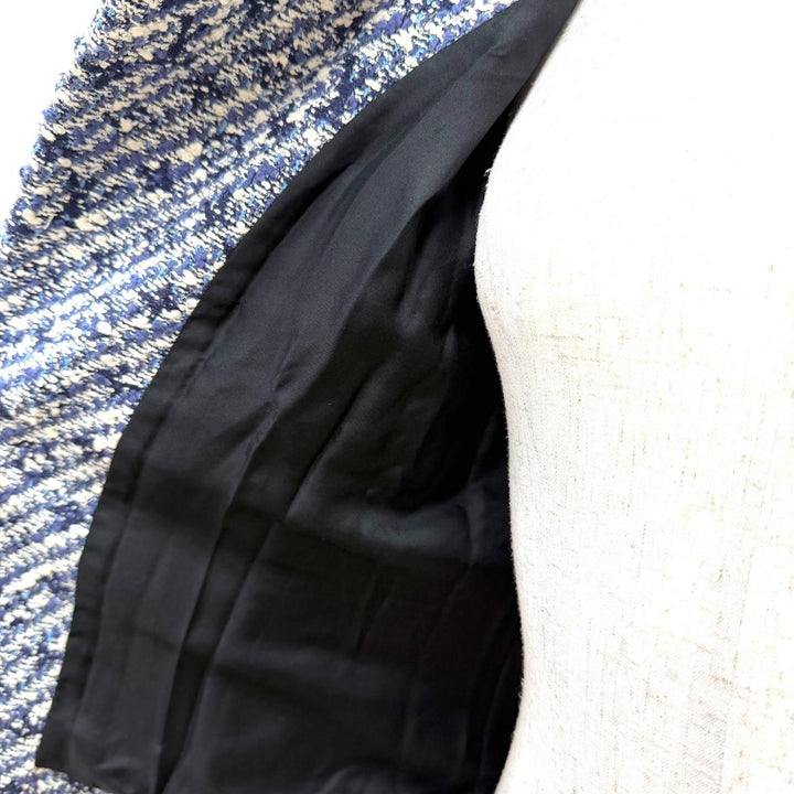 Great LOUIS VUITTON collarless jacket shadow monogram tweed Blue 34 F5JA09B7S