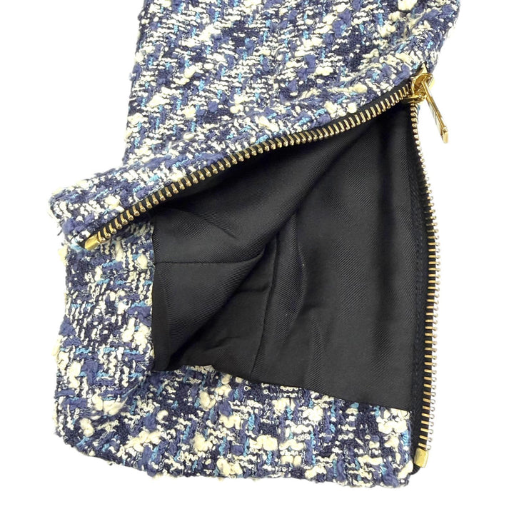 Great LOUIS VUITTON collarless jacket shadow monogram tweed Blue 34 F5JA09B7S
