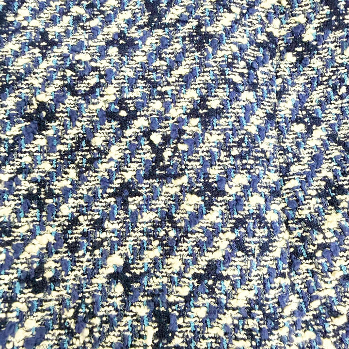 Great LOUIS VUITTON collarless jacket shadow monogram tweed Blue 34 F5JA09B7S