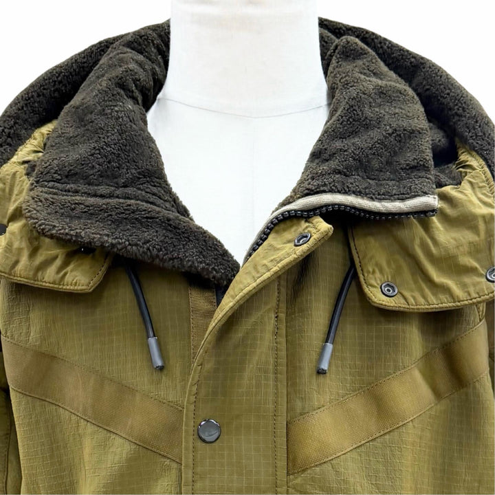 Discounted Very Good NIKE STONE ISLAND Mod coat Hooded double zip-up khaki mens M 6525401