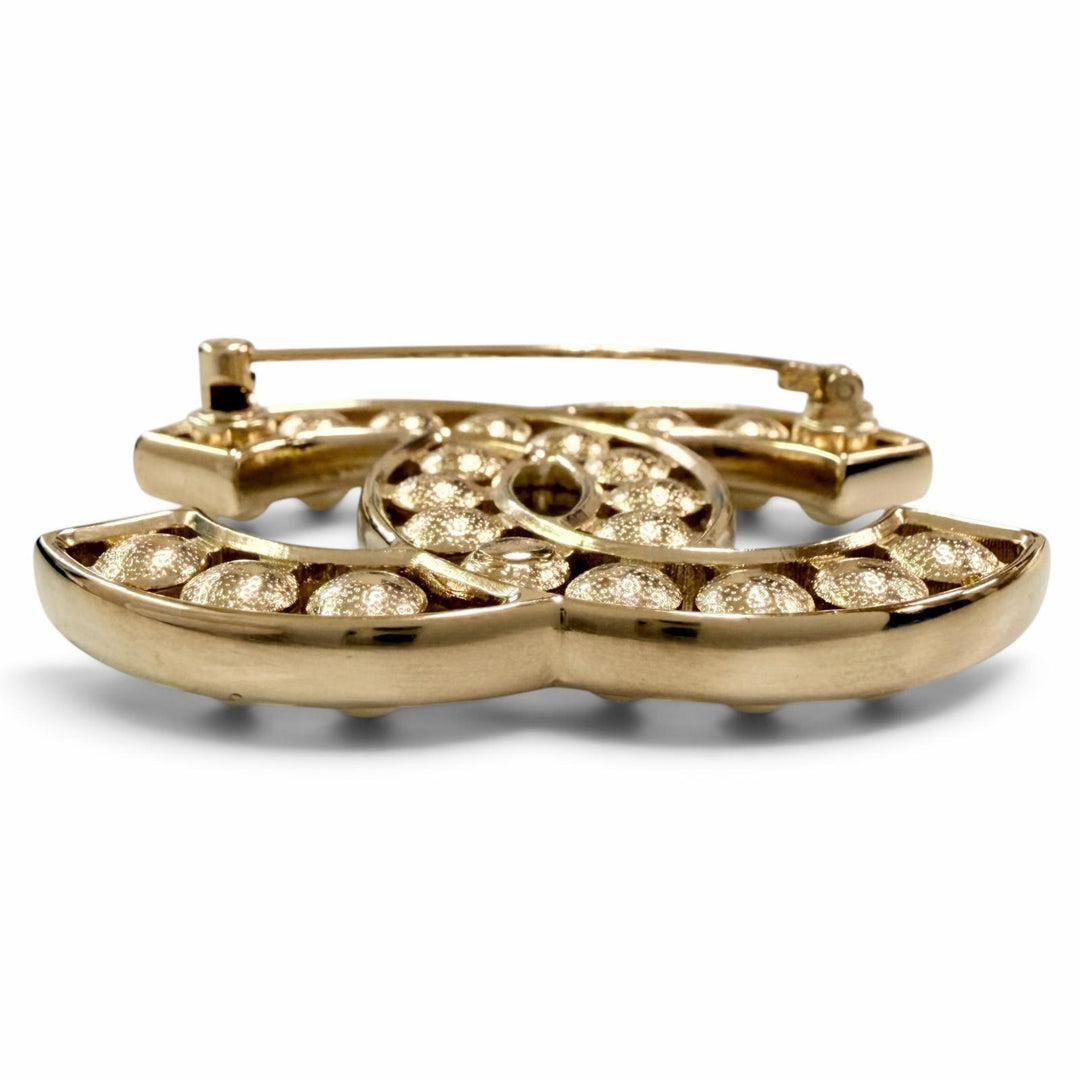 Excellent CHANEL Brooch COCO Mark gold metal Women B23V