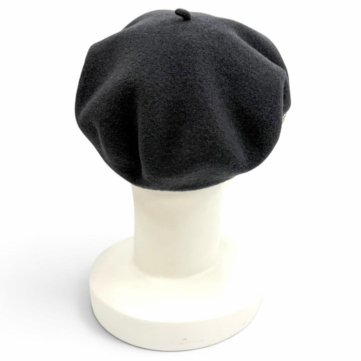 Excellent HERMES beret Glenan Inner Leather Trim gray wool Women FR 56
