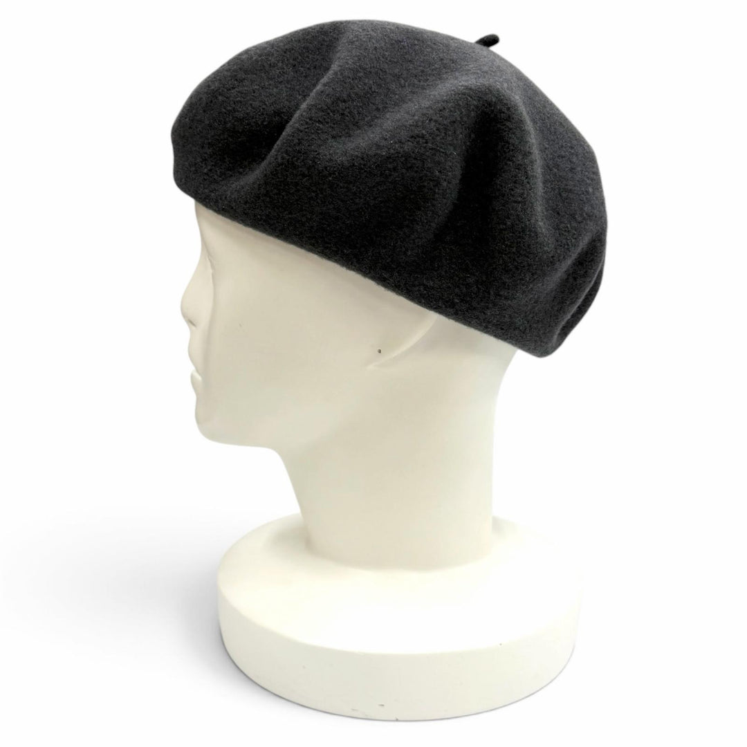 Excellent HERMES beret Glenan Inner Leather Trim gray wool Women FR 56