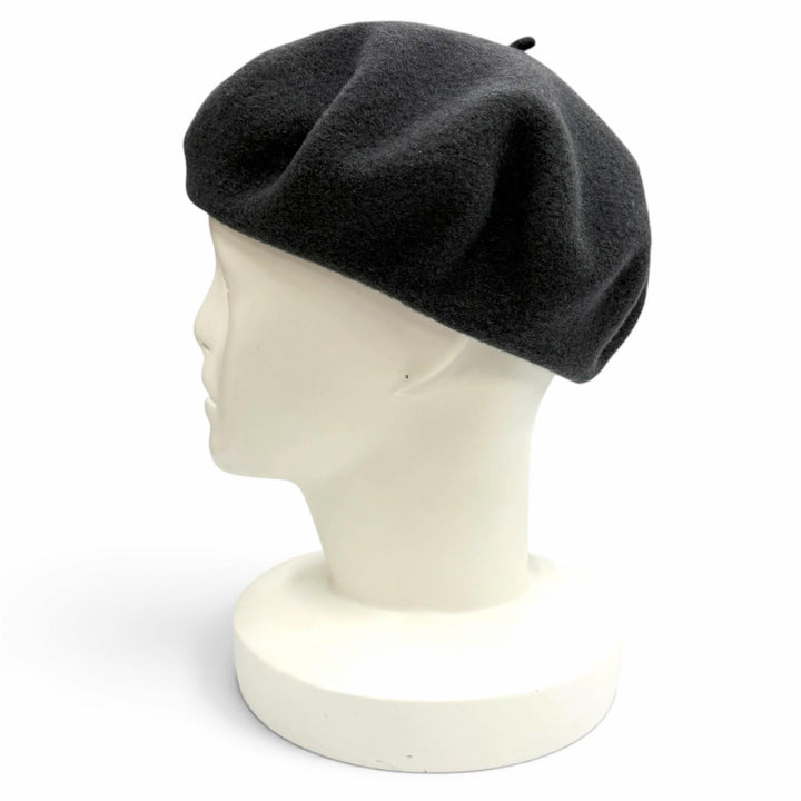 Excellent HERMES beret Glenan Inner Leather Trim gray wool Women FR 56