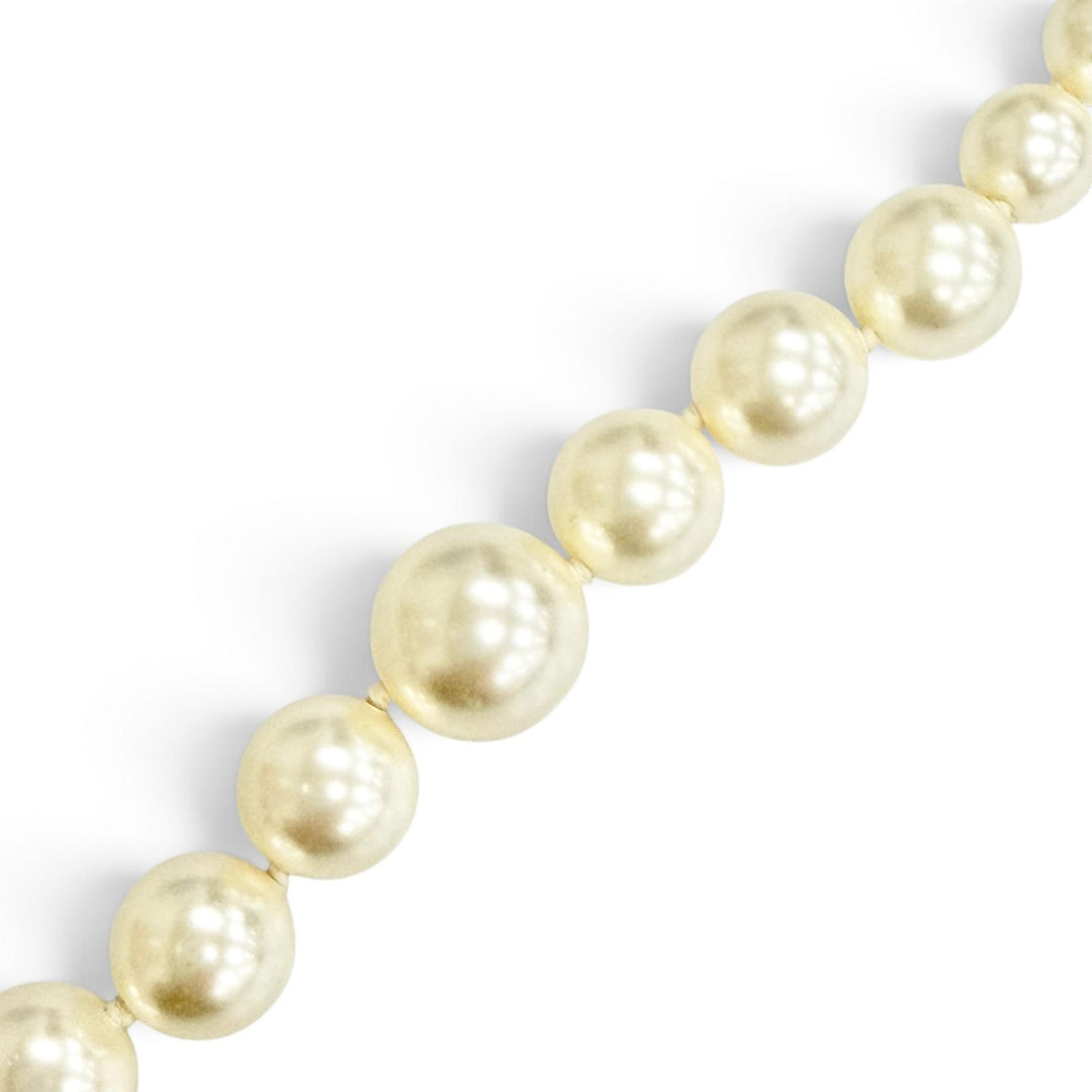 Excellent CHANEL Necklace COCO Mark Long Pearl White system Women A14V