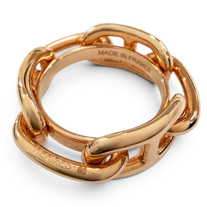 Excellent HERMES Scarf ring Legato Chain motif Chaine d'Ancre Pink gold Women