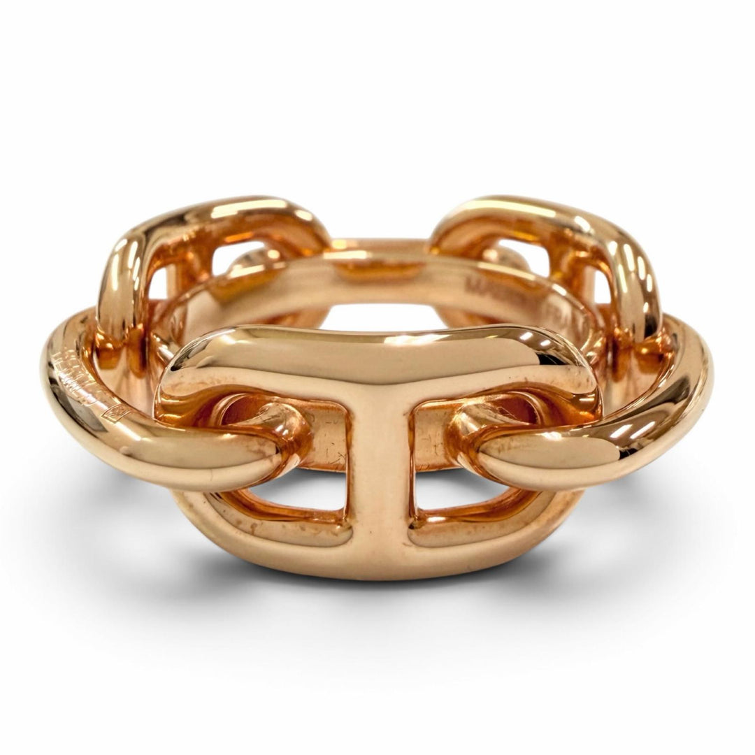 Excellent HERMES Scarf ring Legato Chain motif Chaine d'Ancre Pink gold Women