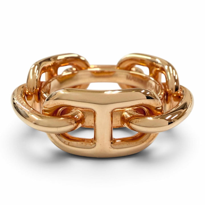 Excellent HERMES Scarf ring Legato Chain motif Chaine d'Ancre Pink gold Women