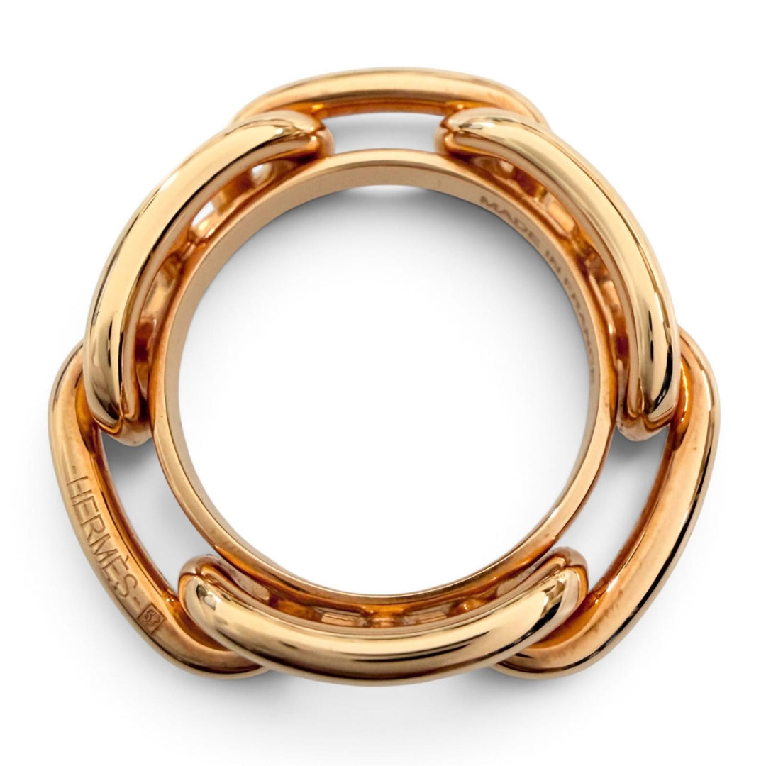 Excellent HERMES Scarf ring Legato Chain motif Chaine d'Ancre Pink gold Women