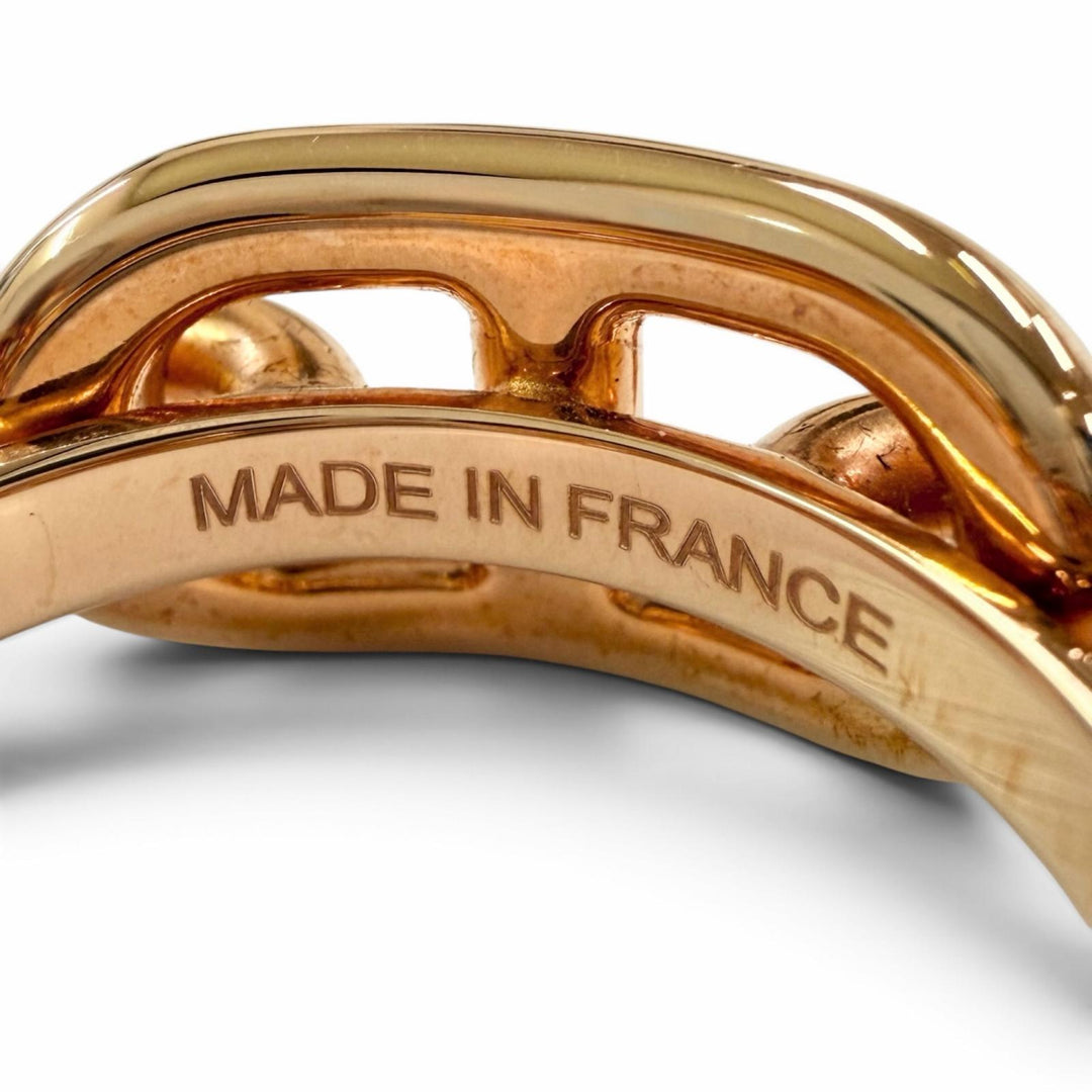 Excellent HERMES Scarf ring Legato Chain motif Chaine d'Ancre Pink gold Women