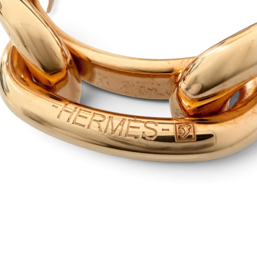 Excellent HERMES Scarf ring Legato Chain motif Chaine d'Ancre Pink gold Women