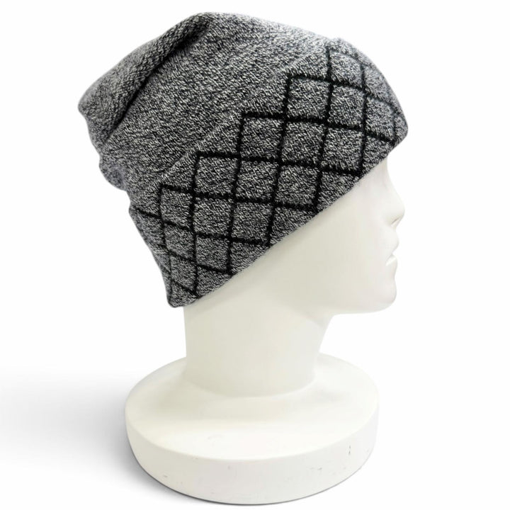 Excellent CHANEL 94% Cashmere Matelassé COCO Mark Knit Cap Beanie gray 18A