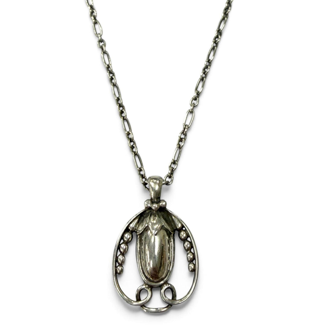 Great Georg Jensen Necklace Heritage Collection 1990 Year Pendant Silver 925