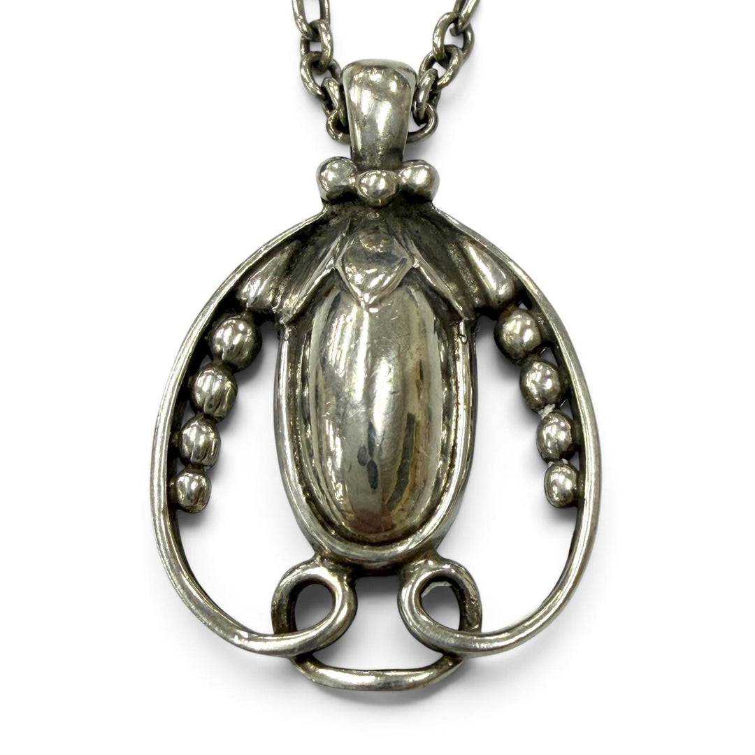 Great Georg Jensen Necklace Heritage Collection 1990 Year Pendant Silver 925