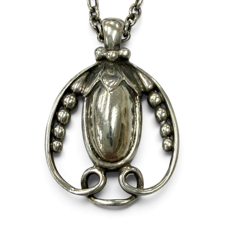 Great Georg Jensen Necklace Heritage Collection 1990 Year Pendant Silver 925