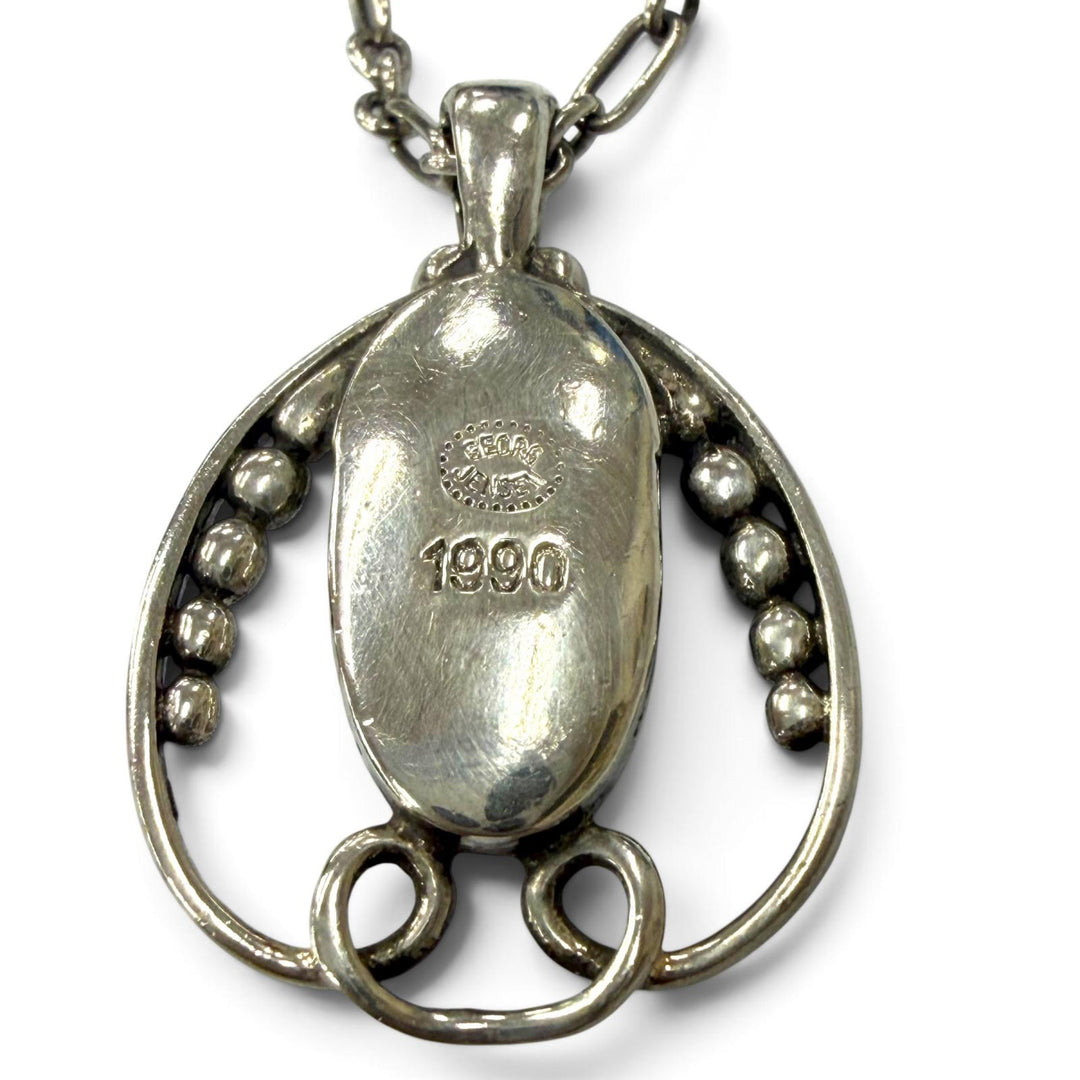 Great Georg Jensen Necklace Heritage Collection 1990 Year Pendant Silver 925