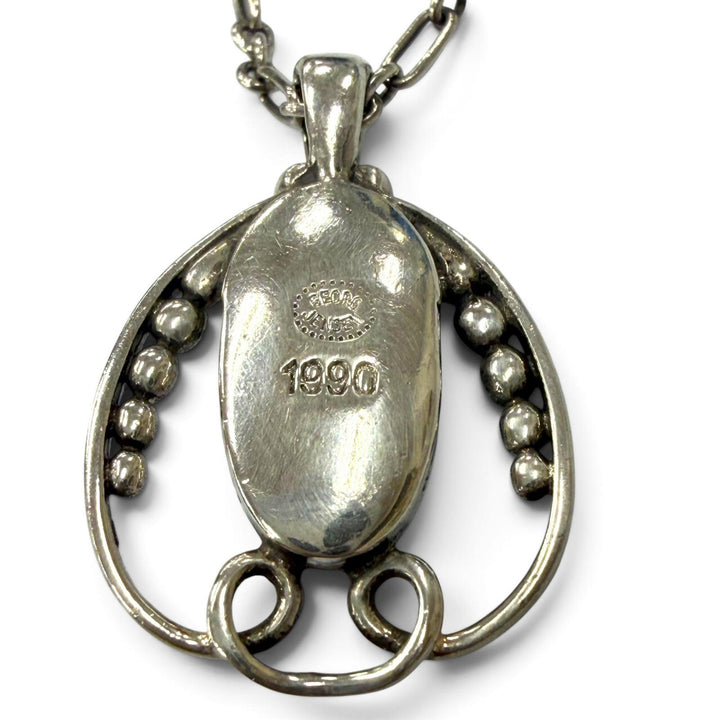 Great Georg Jensen Necklace Heritage Collection 1990 Year Pendant Silver 925