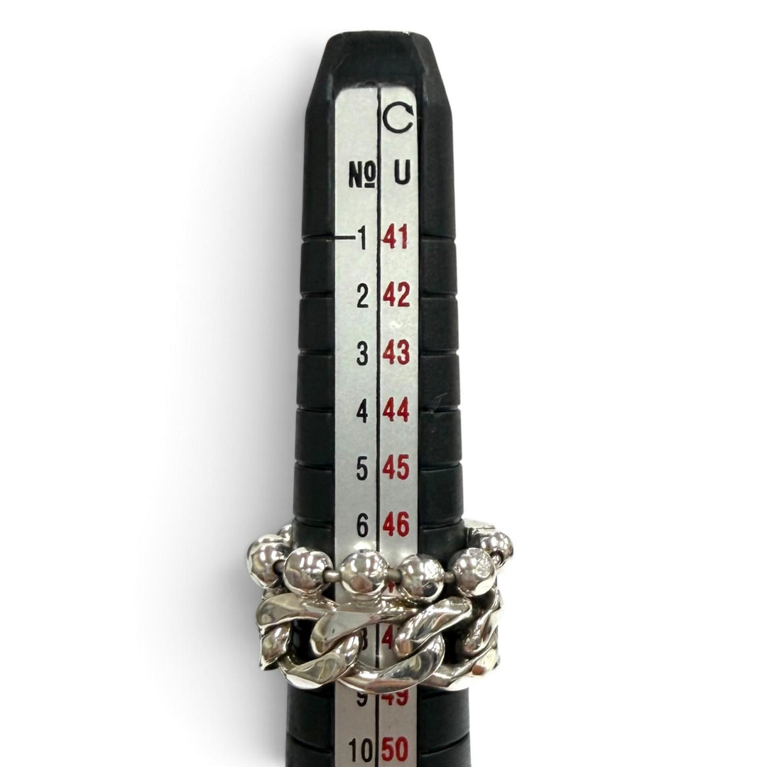 Great GUCCI Ring ring Logo-embroidered Cuban link ball chain Silver 925 Women