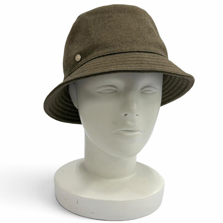 Excellent HERMES hat Serie Button Bucket Hat khaki cashmere Women 57