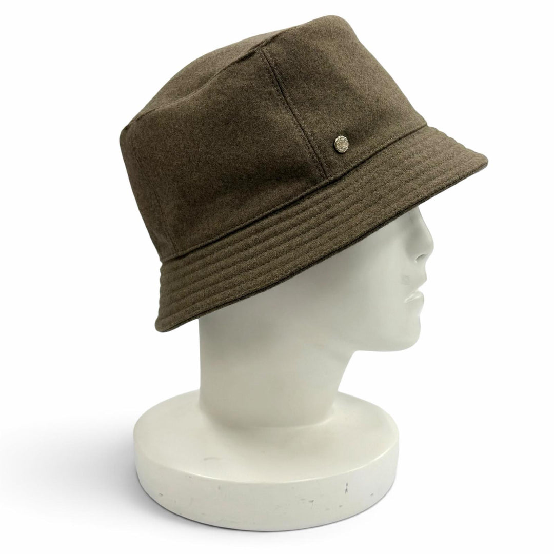 Excellent HERMES hat Serie Button Bucket Hat khaki cashmere Women 57